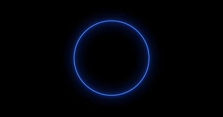 blue ring of lightning, energy neon on a black background. 3d image Abstract energy circle with...