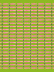 Abstract repeated pink rectangle with unicorn text on lime green color background 