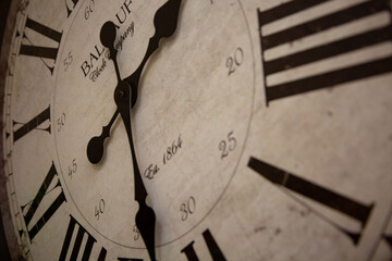 Closeup of old wall clock