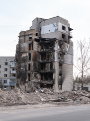 Russia's war against Ukraine. Russian bomb hit the civilian buildings. © Sid10