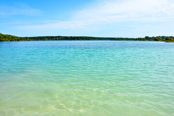 Russian Maldives - lake (quarry) Donzo in the Leningrad region of St. Petersburg, Russia. The purest water, the source of the Oredezh River