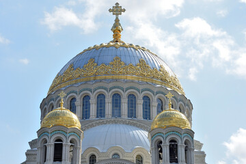 Orthodox cathedral of St. Nicholas in town Kronshtadt, Russia. Second name of cathedral is 