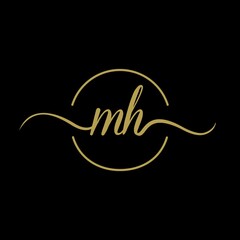 Fototapeta na wymiar MH Initial Letter handwriting logo hand drawn template vector logo for beauty fashion and business