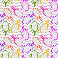 Summer seamless pattern with tropical fruit slices. Vector floral repeatable backdrop. Dragon fruits background.
