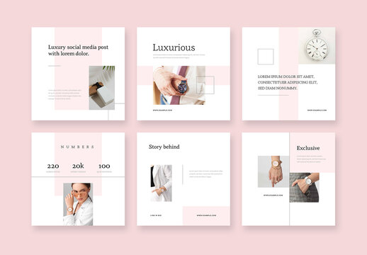Luxurious Social Media Posts with Pink Accent