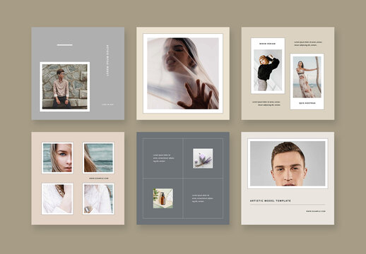 Vintage Social Layouts with White Photo Frames