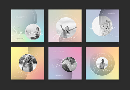 Pastel Gradient Layouts for Social Media Posts