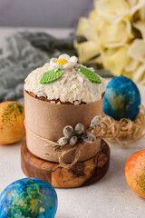 easter cake and eggs on the table