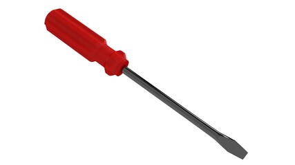Fototapeta premium 3d illustration. A beautiful view of red screwdriver on a white blackground. Work tool for repair and fix.