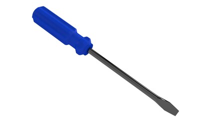 Fototapeta premium 3d illustration. A beautiful view of blue screwdriver on a white blackground. Work tool for repair and fix.