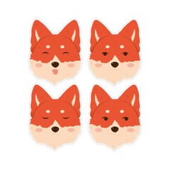 Cute cartoon fox set. Funny red fox collection. Emotion little animal. Cartoon animal character design. Flat vector illustration.