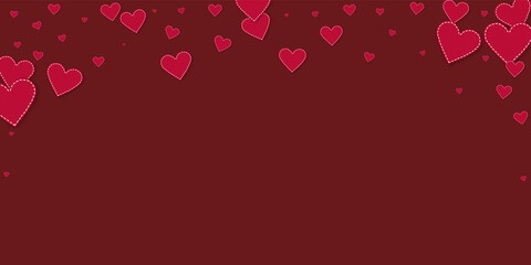 Red heart love confettis. Valentine's day falling