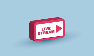 3d live red sign isolated on blue