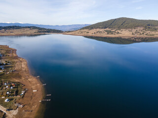 Aerial view of Batak Reservoir, Bulgaria