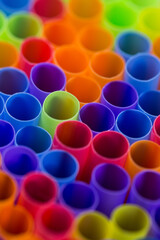 close up of colorful straws