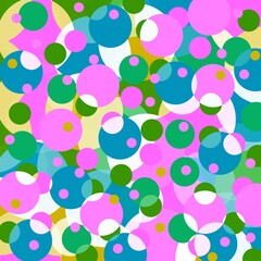 Pink green turquoise dots and circles on a vintage background. Decorative ornamental pattern of round elements. Geometric ornament. Space for creative ideas and graphic design.