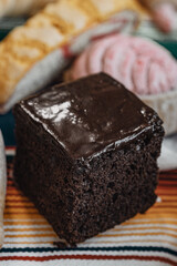 Chocolate Cake with Concha on Serape