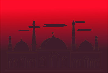 mosque in the night vector. Mosque icon vector Illustration design template. vector illustration for use in banners, web, posters and e-business