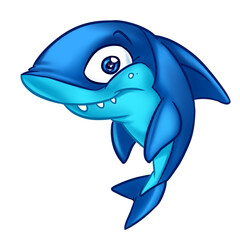 Beautiful blue shark character funny fish cartoon illustration