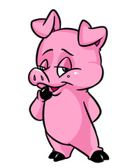 Obraz na płótnie Canvas Piggy little character animal cartoon illustration
