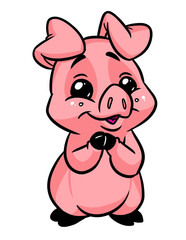Obraz na płótnie Canvas Little kind pig cartoon illustration