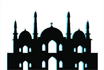 Mosque icon vector Illustration design template. vector illustration for use in banners, web, posters and e-business. mosque at night vector