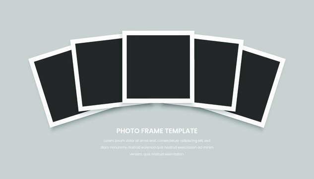 five photo frames on gray background design