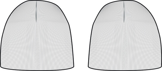 Beanie Hat Knit Stocking Cap Flat Illustration Cad Accessory Winter Streetwear Mockup Blank Vector 