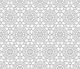 Black and white seamless illustrations. Coloring book, colouring page for children and adults. Decorative abstract linear vector pattern design. Line art drawing. Easy to edit color and line weight