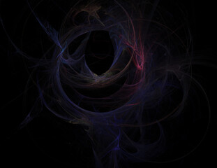 space illustration of a fantastic planet on a black background, fractal graphics, design, art