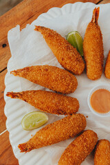 Beach Colorful Food Appetizer Starts Snacks Fresh Delicious Menu Recipe Meal Meat Chicken Fries Fish Seafood Beer on a wooden table