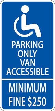 Handicap Parking Van Accessible Sign On White Background