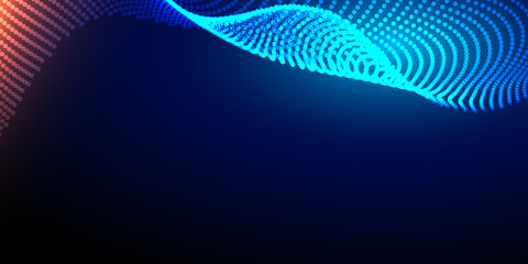 Abstract background with flowing particles. Digital future technology concept. Vector illustration.