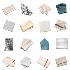 Set of napkins isolated on white - obrazy, fototapety, plakaty