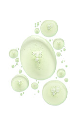 Drops of cosmetic serum on white background