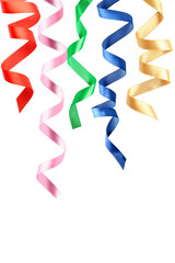 Set of beautiful colorful ribbons isolated on white