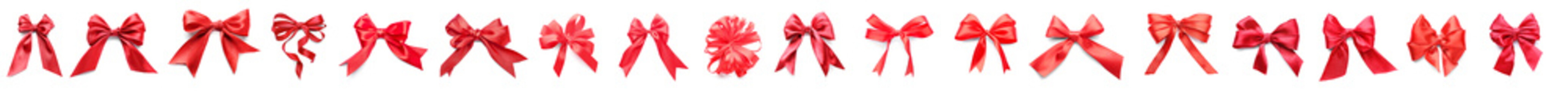 Set of beautiful red bows isolated on white