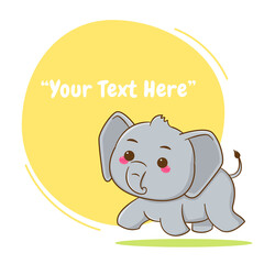 Cute elephant with bubble text cartoon art illustration