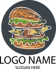 hamburger vector illustration for icon, symbol or logo. burger product label
