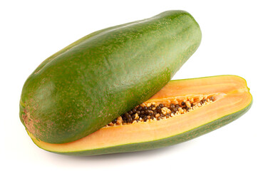 Fresh Opened Papaya on a White Background