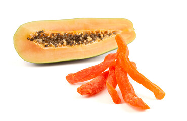 Candied Papaya Isolated on a White Background