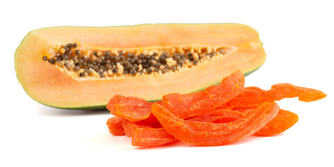 Candied Papaya Isolated on a White Background