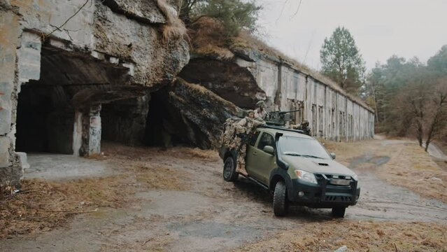  Suppressing cover in a cave by women's battalion defensive . High quality 4k footage