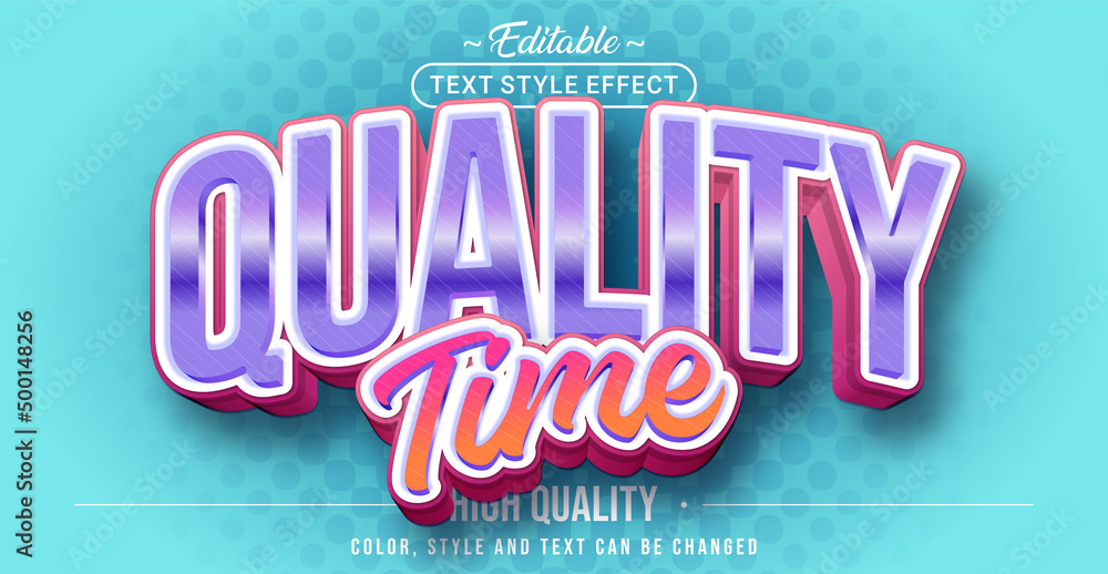 Poster Editable text style effect - Quality Time text style theme.