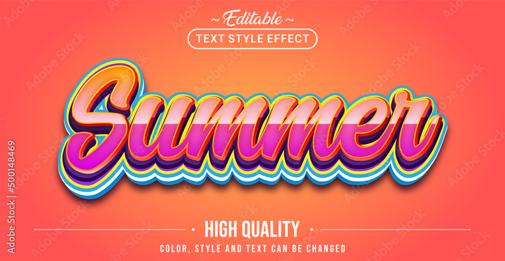Aufkleber editable text style effect - summer text style theme.
