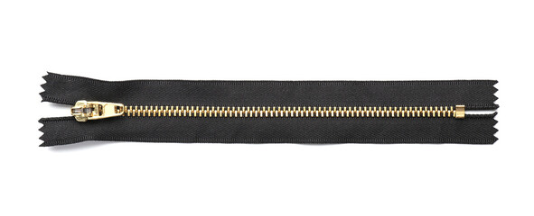 Stylish black zipper on white background © Pixel-Shot