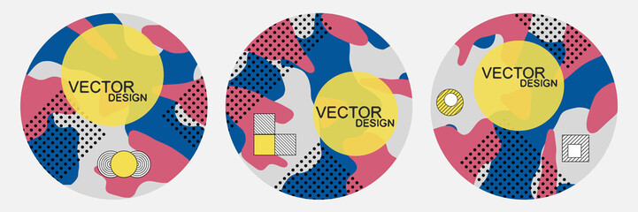 Set of abstract graphic circle elements, vector design