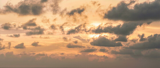 Naklejka na ściany i meble drametic background of cloudy sunrise or sunset sky