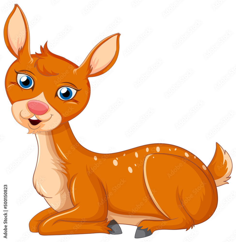 Poster A cute deer on white background