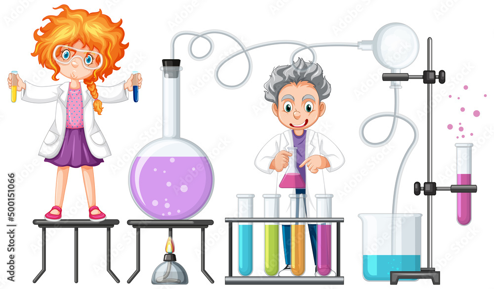 Wall mural scientist doing science experiment in the lab